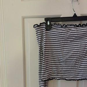 Black/white striped off the shoulder crop top H&M